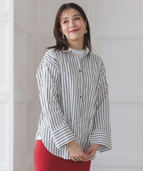 DONOBAN（ドノバン）の「【pufe】ストライプオーバーシャツ（シャツ/ブラウス・レディース・ホワイト/ブラック・ONE）」の21枚目の写真