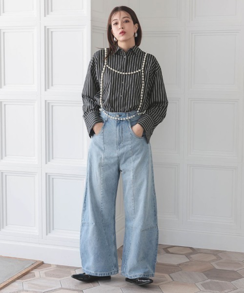 DONOBAN（ドノバン）の「【pufe】ストライプオーバーシャツ（シャツ/ブラウス・レディース・ホワイト/ブラック・ONE）」の19枚目の写真