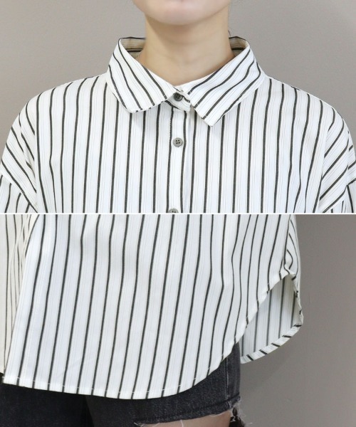 DONOBAN（ドノバン）の「【pufe】ストライプオーバーシャツ（シャツ/ブラウス・レディース・ホワイト/ブラック・ONE）」の13枚目の写真