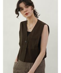Linen blend short vest