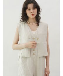 Linen blend short vest