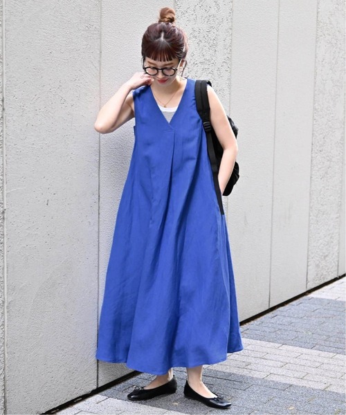 B.C STOCK(ベーセーストック)の「《追加2》リネンレーヨンスリーブレスワンピース(ワンピース・レディース・レッド/ブルー/ダークブルー/ブラック・FREE)」の11枚目の写真