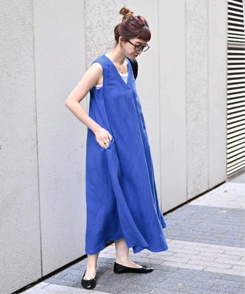 B.C STOCK(ベーセーストック)の「《追加2》リネンレーヨンスリーブレスワンピース(ワンピース・レディース・レッド/ブルー/ダークブルー/ブラック・FREE)」の12枚目の写真