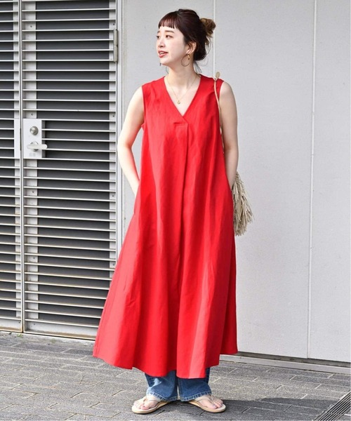 B.C STOCK(ベーセーストック)の「《追加2》リネンレーヨンスリーブレスワンピース(ワンピース・レディース・レッド/ブルー/ダークブルー/ブラック・FREE)」の16枚目の写真