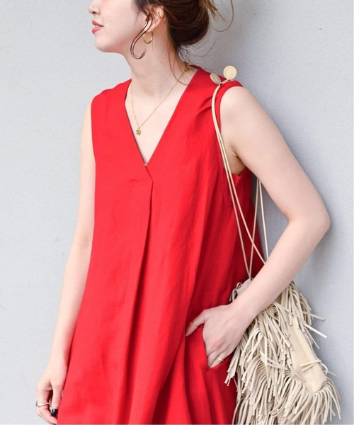 B.C STOCK(ベーセーストック)の「《追加2》リネンレーヨンスリーブレスワンピース(ワンピース・レディース・レッド/ブルー/ダークブルー/ブラック・FREE)」の9枚目の写真