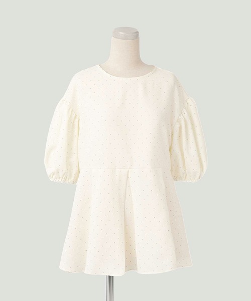ブラウス シャツ ピンドット タック ペプラム ブラウス HUIT レディース セール】ピンドット タック ペプラム ブラウス HUIT（シャツ