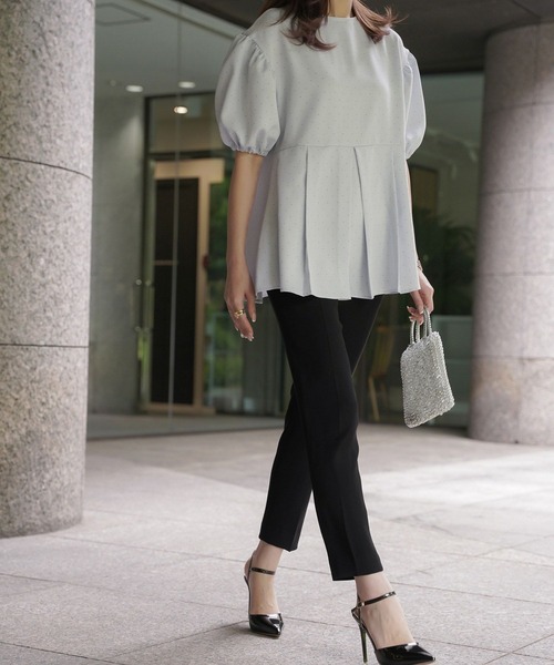 ブラウス シャツ ピンドット タック ペプラム ブラウス HUIT レディース セール】ピンドット タック ペプラム ブラウス HUIT（シャツ
