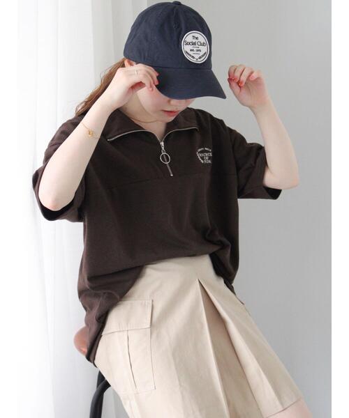 ehka sopo（エヘカソポ）の「ロゴ刺繍ハーフジップカットソー（Tシャツ/カットソー・レディース・グリーン/ブルー/グレー/ブラウン・F）」の6枚目の写真