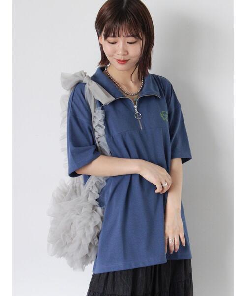 ehka sopo（エヘカソポ）の「ロゴ刺繍ハーフジップカットソー（Tシャツ/カットソー・レディース・グリーン/ブルー/グレー/ブラウン・F）」の13枚目の写真