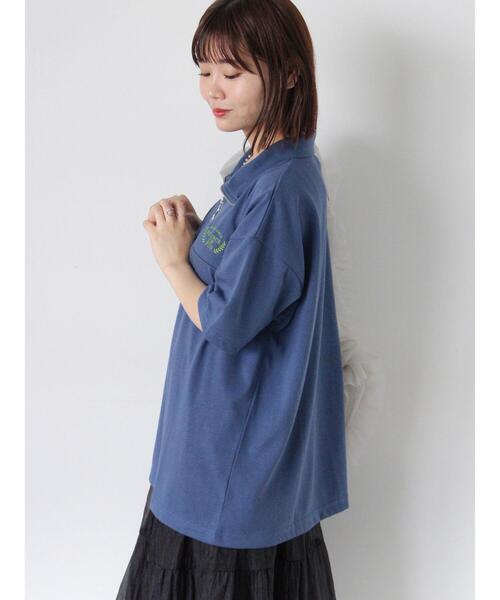 ehka sopo（エヘカソポ）の「ロゴ刺繍ハーフジップカットソー（Tシャツ/カットソー・レディース・グリーン/ブルー/グレー/ブラウン・F）」の14枚目の写真