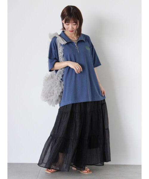 ehka sopo（エヘカソポ）の「ロゴ刺繍ハーフジップカットソー（Tシャツ/カットソー・レディース・グリーン/ブルー/グレー/ブラウン・F）」の16枚目の写真