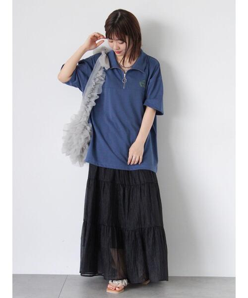 ehka sopo（エヘカソポ）の「ロゴ刺繍ハーフジップカットソー（Tシャツ/カットソー・レディース・グリーン/ブルー/グレー/ブラウン・F）」の17枚目の写真