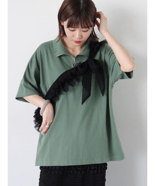 ehka sopo（エヘカソポ）の「ロゴ刺繍ハーフジップカットソー（Tシャツ/カットソー・レディース・グリーン/ブルー/グレー/ブラウン・F）」の20枚目の写真