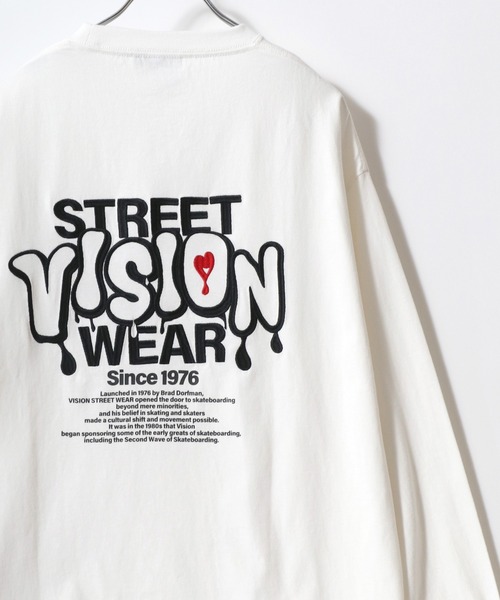 VISION STREET WEAR(ヴィジョンストリートウェア)の「VISION STREET WEAR/ヴィジョンストリートウエア ハート ゴースト レーシング 袖/バックプリント ワンポイントロゴ刺繍 オーバーサイズ ロンT 長袖 レディース メンズ(Tシャツ/カットソー・レディース・ホワイト/ブラック系その他2/ブラック系その他/ホワイト系その他2/ホワイト系その他/ブラック/グレー系その他・LL/M/L)」の3枚目の写真
