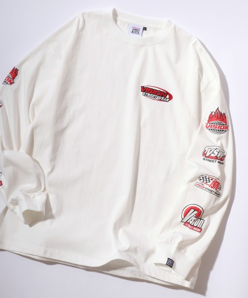 VISION STREET WEAR(ヴィジョンストリートウェア)の「VISION STREET WEAR/ヴィジョンストリートウエア ハート ゴースト レーシング 袖/バックプリント ワンポイントロゴ刺繍 オーバーサイズ ロンT 長袖 レディース メンズ(Tシャツ/カットソー・レディース・ホワイト/ブラック系その他2/ブラック系その他/ホワイト系その他2/ホワイト系その他/ブラック/グレー系その他・LL/M/L)」の2枚目の写真