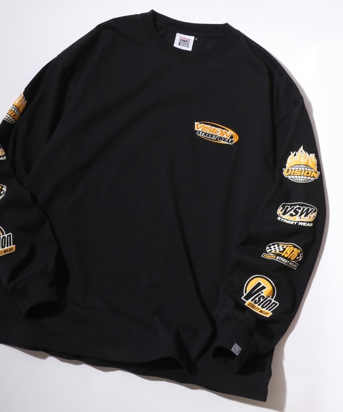 VISION STREET WEAR(ヴィジョンストリートウェア)の「VISION STREET WEAR/ヴィジョンストリートウエア ハート ゴースト レーシング 袖/バックプリント ワンポイントロゴ刺繍 オーバーサイズ ロンT 長袖 レディース メンズ(Tシャツ/カットソー・レディース・ホワイト/ブラック系その他2/ブラック系その他/ホワイト系その他2/ホワイト系その他/ブラック/グレー系その他・LL/M/L)」の4枚目の写真