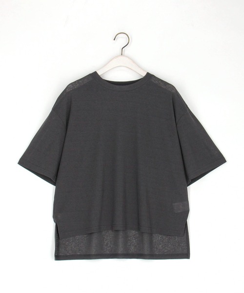 NICOLE white（ニコルホワイト）の「シアースラブ5分袖TEE（Tシャツ/カットソー・レディース・ブラック/グレー/チャコール/イエロー・FREE）」の7枚目の写真