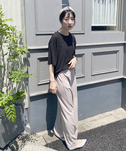 NICOLE white（ニコルホワイト）の「シアースラブ5分袖TEE（Tシャツ/カットソー・レディース・ブラック/グレー/チャコール/イエロー・FREE）」の22枚目の写真