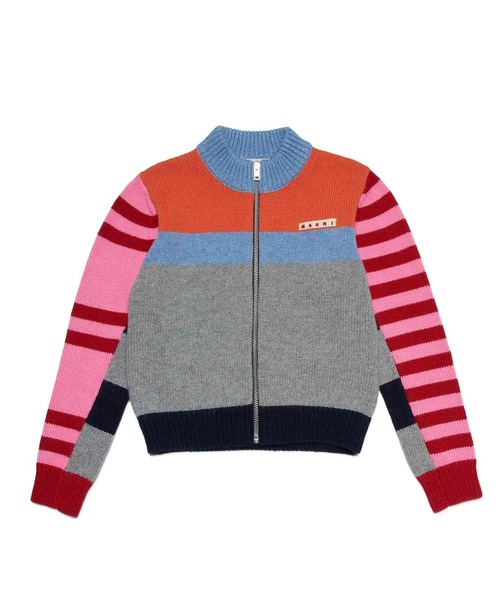 【セール】MARNI(マルニ)Kids & Junior カシミアブレンドワンポイントブランドロゴジップアップニット（カーディガン/ボレロ）｜MARNI（マルニ） 19,280円