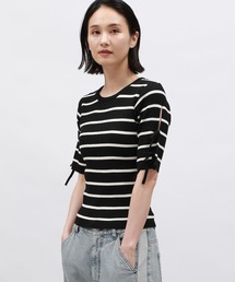 LAKOLE | 袖リボンニットプルオーバー5分袖 / 143182(ニット/セーター)