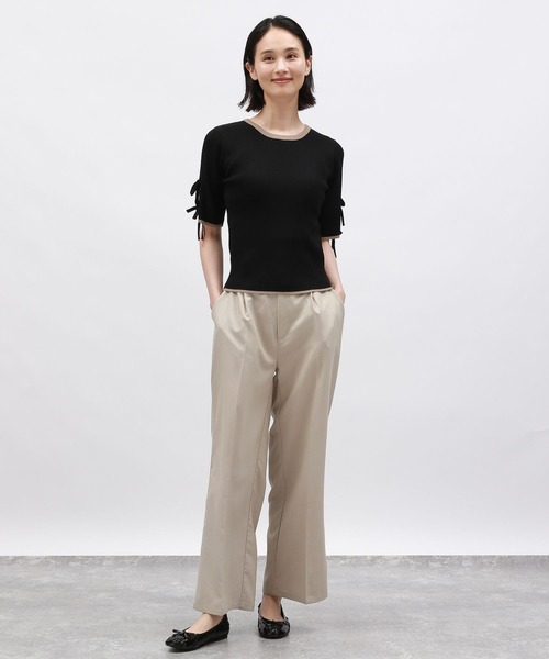 LAKOLE（ラコレ）の「袖リボンニットプルオーバー5分袖 / 143182（ニット/セーター・レディース・イエロー/ブラック×ホワイト/オフホワイト/ブラック・FREE）」の10枚目の写真