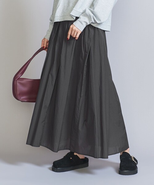 BEAUTY&YOUTH UNITED ARROWS（ビューティーアンドユースユナイテッドアローズ）の「【WEB限定】ナイロンコットン タックギャザースカート -ウォッシャブル-（スカート・レディース・ダークグレー/ライトグレー/ブラック・FREE）」の2枚目の写真