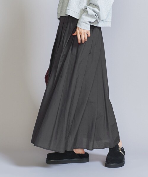 BEAUTY&YOUTH UNITED ARROWS（ビューティーアンドユースユナイテッドアローズ）の「【WEB限定】ナイロンコットン タックギャザースカート -ウォッシャブル-（スカート・レディース・ダークグレー/ライトグレー/ブラック・FREE）」の7枚目の写真