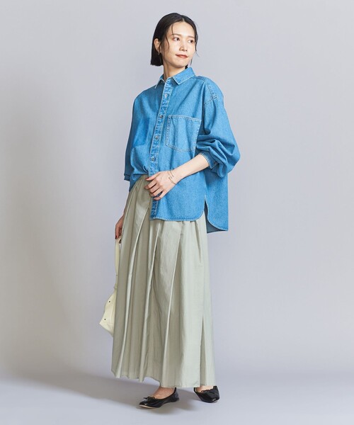 BEAUTY&YOUTH UNITED ARROWS（ビューティーアンドユースユナイテッドアローズ）の「【WEB限定】ナイロンコットン タックギャザースカート -ウォッシャブル-（スカート・レディース・ダークグレー/ライトグレー/ブラック・FREE）」の12枚目の写真