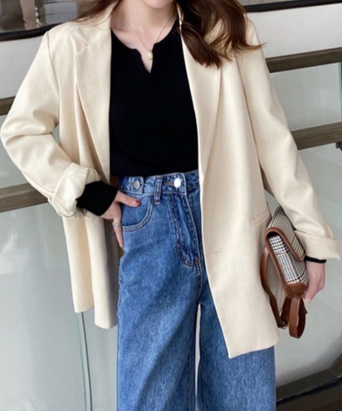 ABITOKYO(アビトーキョー)の「キーネック長袖もちもちニットトップス(ニット/セーター・レディース・オレンジ/アイボリー/ブルーグレー/ホワイト/ブラック/ベージュ・FREE)」の13枚目の写真