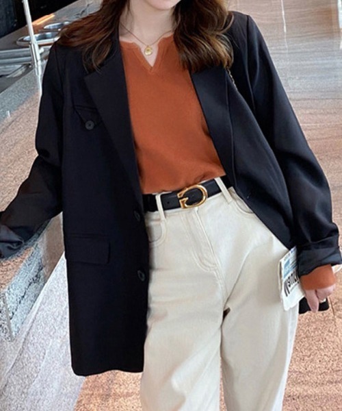 ABITOKYO(アビトーキョー)の「キーネック長袖もちもちニットトップス(ニット/セーター・レディース・オレンジ/アイボリー/ブルーグレー/ホワイト/ブラック/ベージュ・FREE)」の12枚目の写真