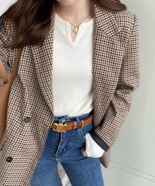 ABITOKYO(アビトーキョー)の「キーネック長袖もちもちニットトップス(ニット/セーター・レディース・オレンジ/アイボリー/ブルーグレー/ホワイト/ブラック/ベージュ・FREE)」の18枚目の写真