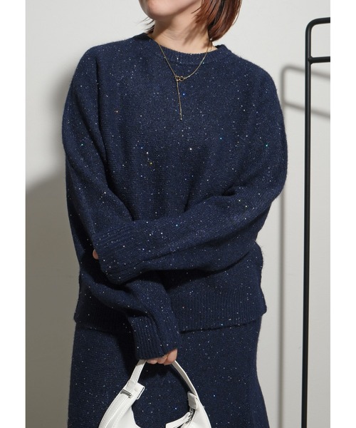 palm RICHE(ポームリシュ)の「スパンコールラメニット(ニット/セーター・レディース・ネイビー/チャコール/ブラック・M)」の22枚目の写真