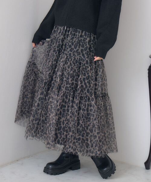 RETRO GIRL（レトロガール）の「【新色追加】ティアードチュールスカート（スカート・レディース・ブラウン/ブラック/ナチュラル/ブラウン系その他/カモフラージュ・FREE）」の5枚目の写真