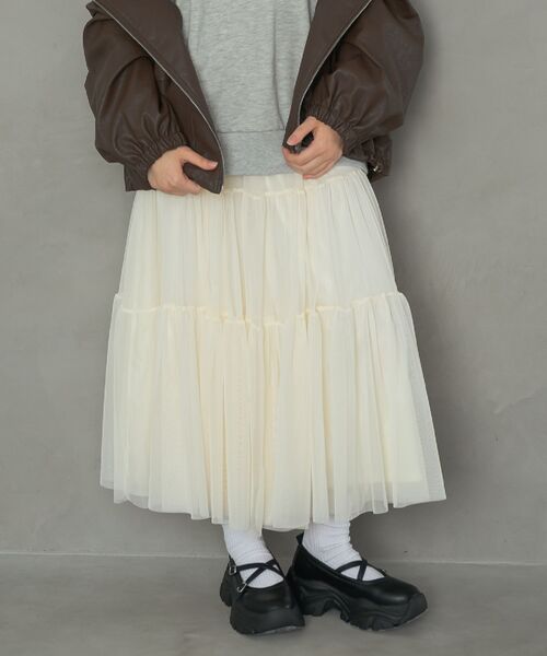 RETRO GIRL（レトロガール）の「【新色追加】ティアードチュールスカート（スカート・レディース・ブラウン/ブラック/ナチュラル/ブラウン系その他/カモフラージュ・FREE）」の12枚目の写真