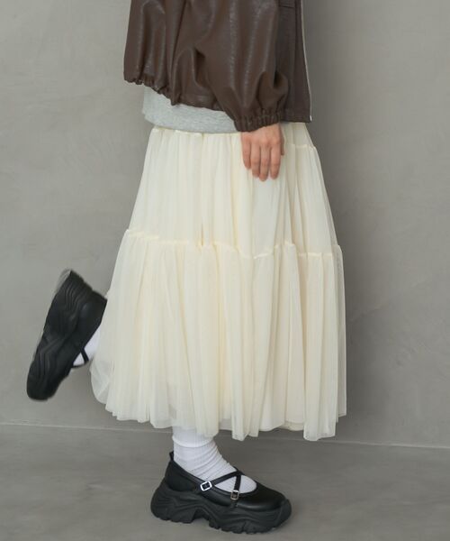 RETRO GIRL（レトロガール）の「【新色追加】ティアードチュールスカート（スカート・レディース・ブラウン/ブラック/ナチュラル/ブラウン系その他/カモフラージュ・FREE）」の13枚目の写真