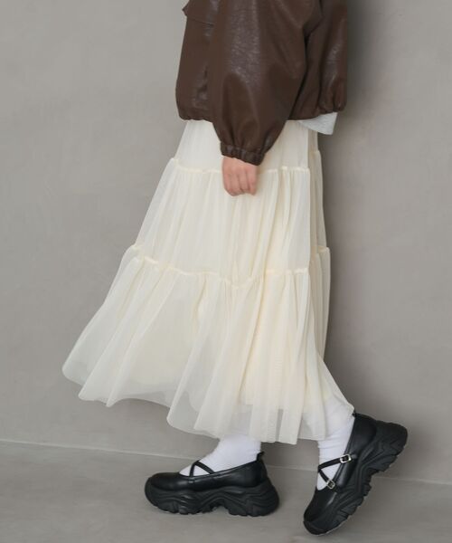 RETRO GIRL（レトロガール）の「【新色追加】ティアードチュールスカート（スカート・レディース・ブラウン/ブラック/ナチュラル/ブラウン系その他/カモフラージュ・FREE）」の14枚目の写真