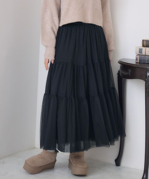 RETRO GIRL（レトロガール）の「【新色追加】ティアードチュールスカート（スカート・レディース・ブラウン/ブラック/ナチュラル/ブラウン系その他/カモフラージュ・FREE）」の19枚目の写真