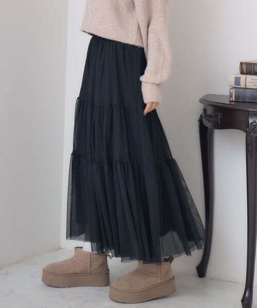 RETRO GIRL（レトロガール）の「【新色追加】ティアードチュールスカート（スカート・レディース・ブラウン/ブラック/ナチュラル/ブラウン系その他/カモフラージュ・FREE）」の21枚目の写真