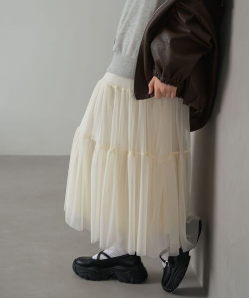 RETRO GIRL（レトロガール）の「【新色追加】ティアードチュールスカート（スカート・レディース・ブラウン/ブラック/ナチュラル/ブラウン系その他/カモフラージュ・FREE）」の7枚目の写真