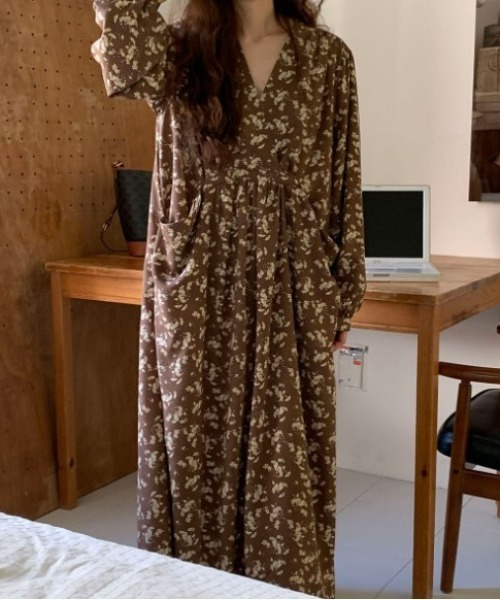 カシュクールフラワーワンピース（ワンピース）｜sorule（ソルレ）の  