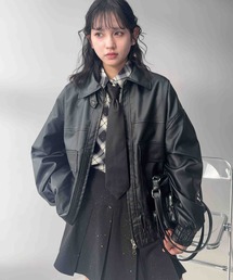 AS KNOW AS plus | ◇ダブルポケット ヴィンテージライク オーバーサイズ Wジップファスナー フェイクレザーブルゾン(ブルゾン)