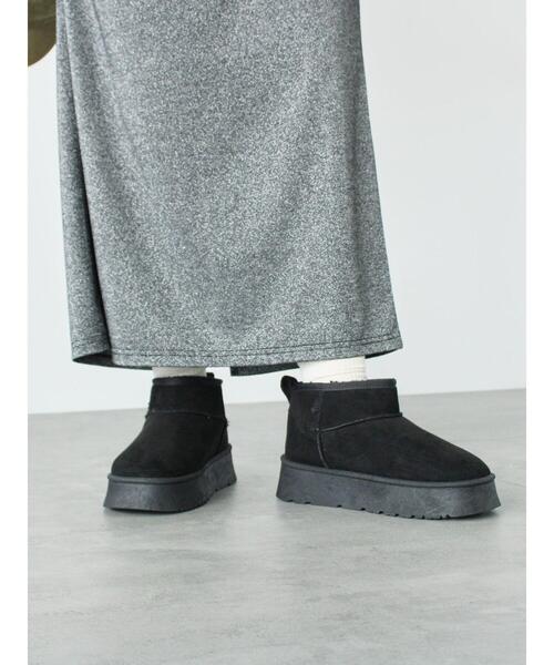 Lugnoncure（ルノンキュール）の「ムートンショートブーツ（ブーツ・レディース・ブラック/ベージュ・M/L）」の6枚目の写真