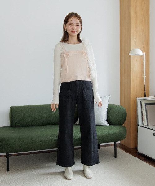 flower（フラワー）の「ハートリブトップ3（Tシャツ/カットソー・レディース・ピンク/グレー/アイボリー・FREE）」の7枚目の写真