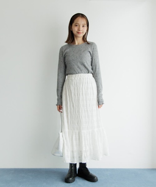 flower（フラワー）の「ハートリブトップ3（Tシャツ/カットソー・レディース・ピンク/グレー/アイボリー・FREE）」の12枚目の写真