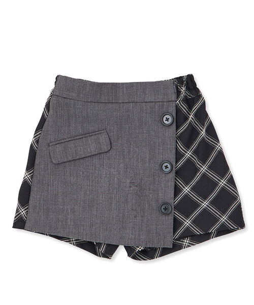 BeBe（ベベ）の「【お揃い】ウール調チェック切り替えラップショートパンツ(100~160cm)（その他パンツ・キッズ・グレー・110cm/120cm/130cm/140cm/150cm/100cm）」の6枚目の写真