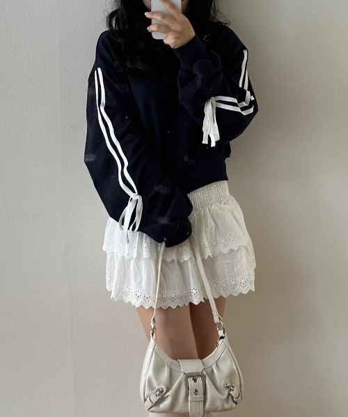 nemne store（ネンネストア）の「【Seoup】アソートリボン付きスウェット（スウェット・レディース・ブラック/ブラウン/オートミール/ブラック系その他/杢グレー/ホワイト系/ネイビー/ピンク系・SMALL/MEDIUM）」の7枚目の写真