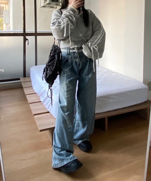 nemne store（ネンネストア）の「【Seoup】アソートリボン付きスウェット（スウェット・レディース・ブラック/ブラウン/オートミール/ブラック系その他/杢グレー/ホワイト系/ネイビー/ピンク系・SMALL/MEDIUM）」の17枚目の写真