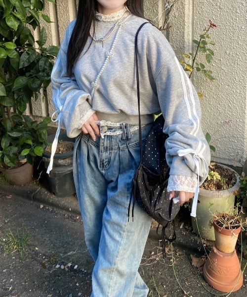 nemne store（ネンネストア）の「【Seoup】アソートリボン付きスウェット（スウェット・レディース・ブラック/ブラウン/オートミール/ブラック系その他/杢グレー/ホワイト系/ネイビー/ピンク系・SMALL/MEDIUM）」の12枚目の写真