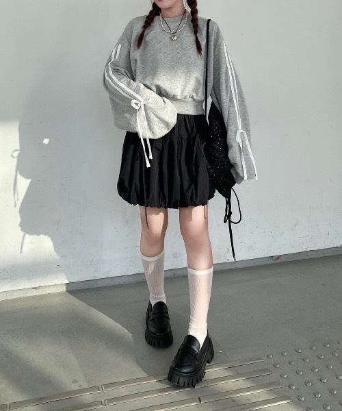 nemne store（ネンネストア）の「【Seoup】アソートリボン付きスウェット（スウェット・レディース・ブラック/ブラウン/オートミール/ブラック系その他/杢グレー/ホワイト系/ネイビー/ピンク系・SMALL/MEDIUM）」の11枚目の写真