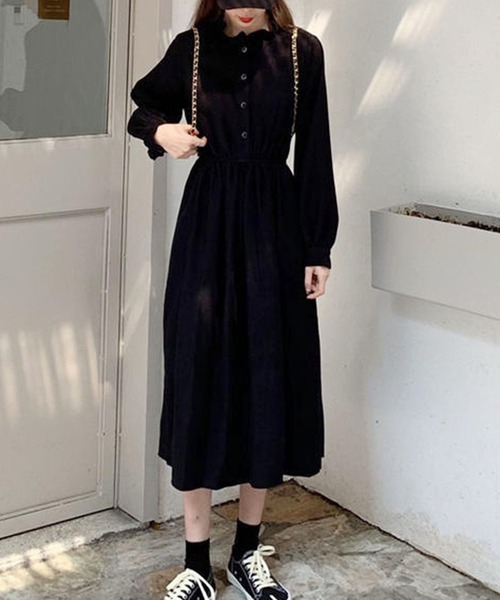 Amulet（アミュレット）の「フリルネックシャツワンピース（シャツワンピース・レディース・ブラック/ベージュ・XL/L/M）」の11枚目の写真